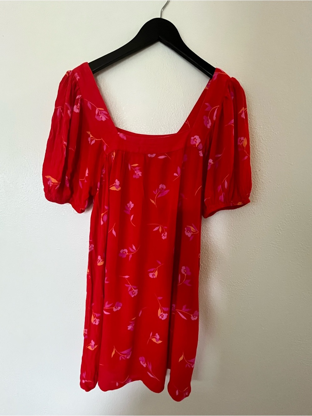 Billabong Red Floral Square-Neck Mini Dress